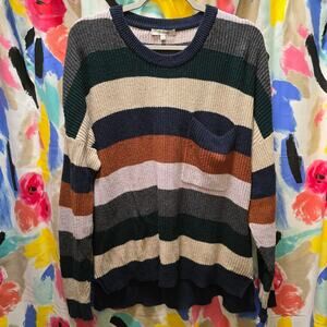 Madewell Thompson Pocket Pullover striped knit long sleeve crewneck sweater XL